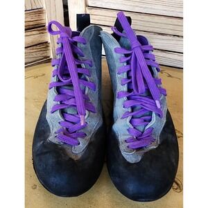 Scarpa US 8 Mens Purple Suede Rock Climbing Shoes Lace Up Athletic Bouldering